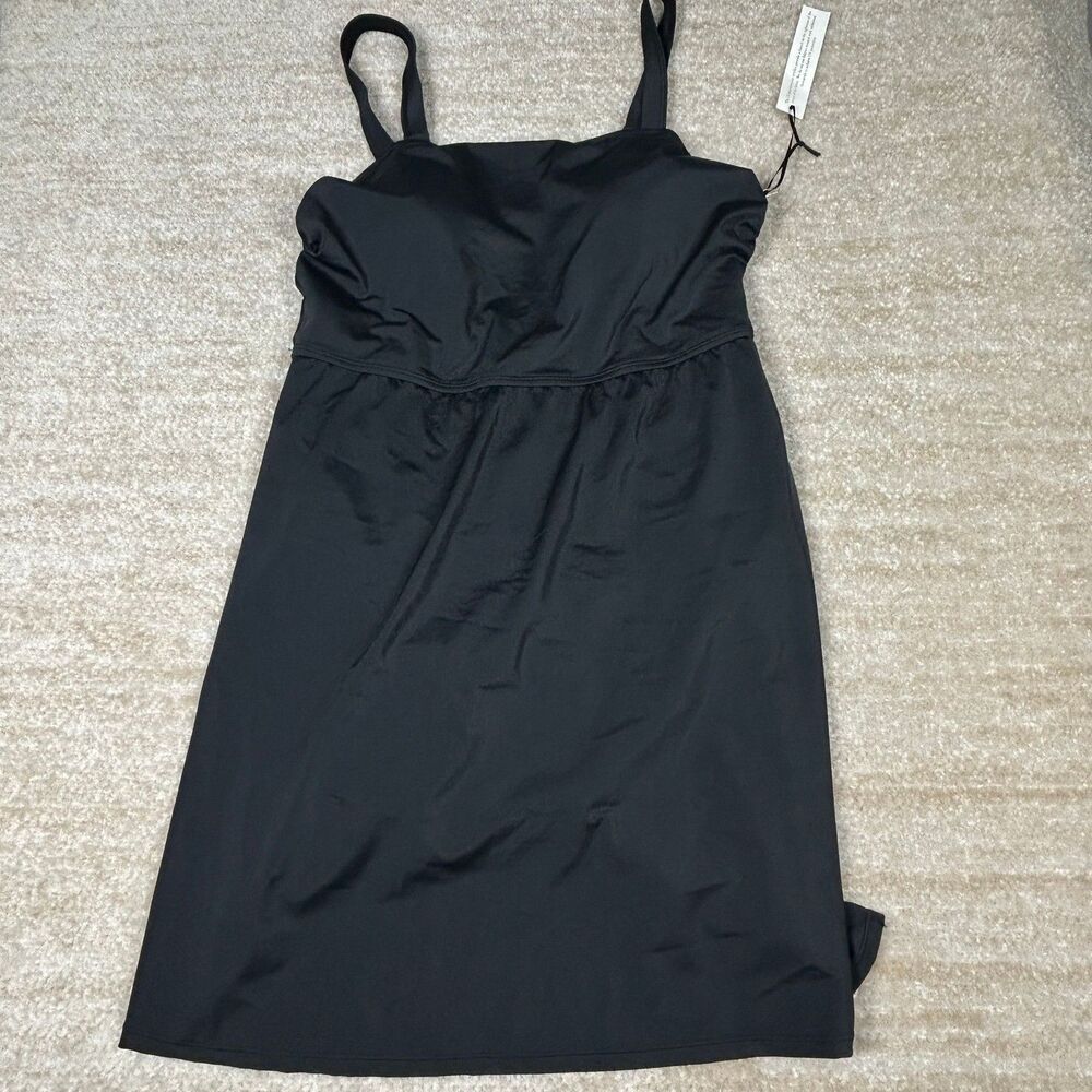 AMBERNOON‎ II Swimdress Womens 12 Black One-Piece Skirted Bra Adjustable